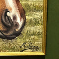 Firma de Miguel Parra en óleo de caballo. Detalle de la pintura con trazo realista y textura enmarcada, ideal para coleccionistas y decoración exclusiva.