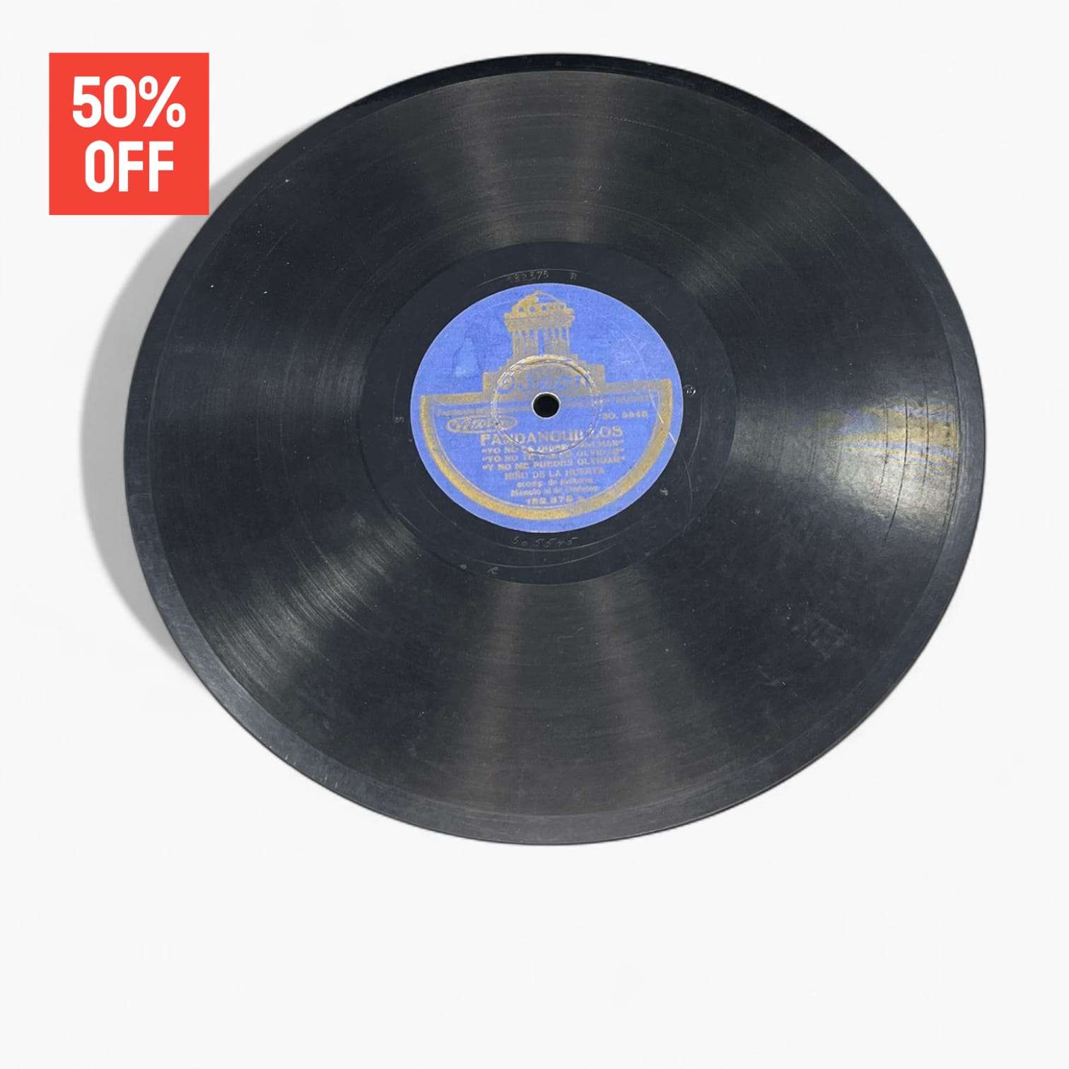 Disco de pizarra con grabación de Fandangos Jazz, parte del lote decorativo de 10 discos antiguos con 50% de descuento.