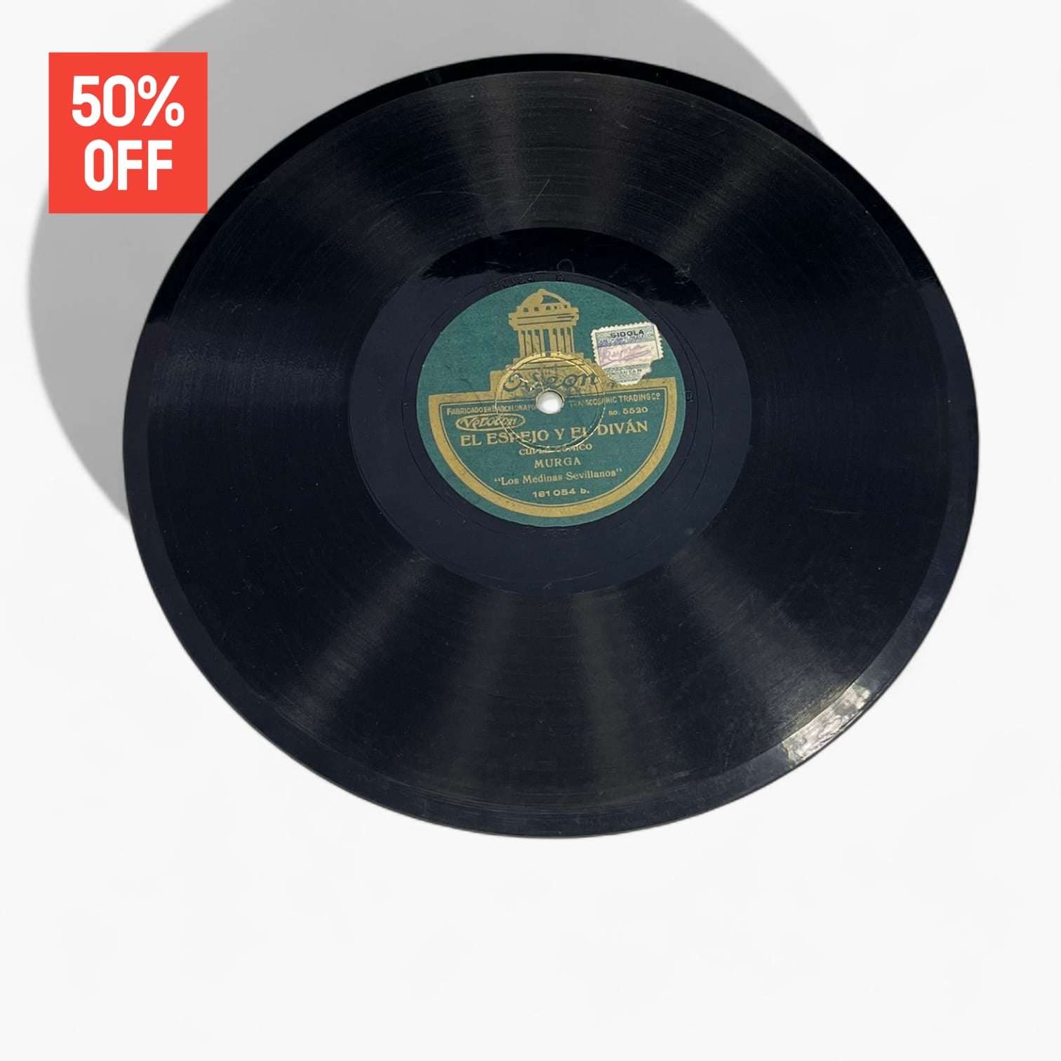 Disco de pizarra antiguo con grabación de El Espejo y el Diván, ideal para decoración temática musical o colecciones vintage.