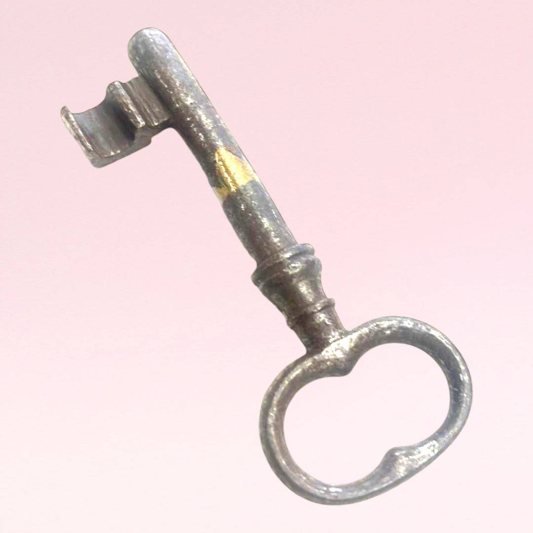 Rara llave antigua de forja con diseño curvo, ideal como elemento decorativo vintage para el hogar. Perfecta para decoración de puertas rústicas.