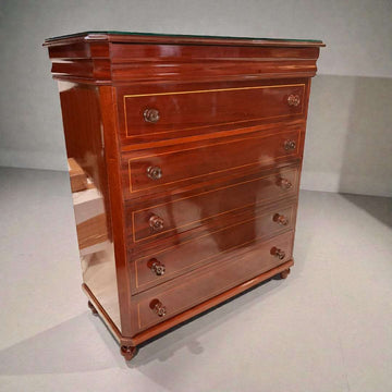 Cómoda escritorio de caoba con tapa de cristal