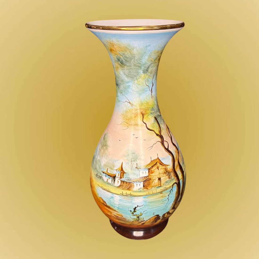 Florero de Porcelana Pintado a Mano Artesanal 32,5 cm