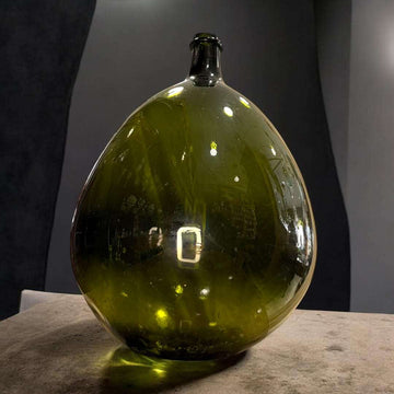 Gran Damajuana antigua de cristal verde soplado