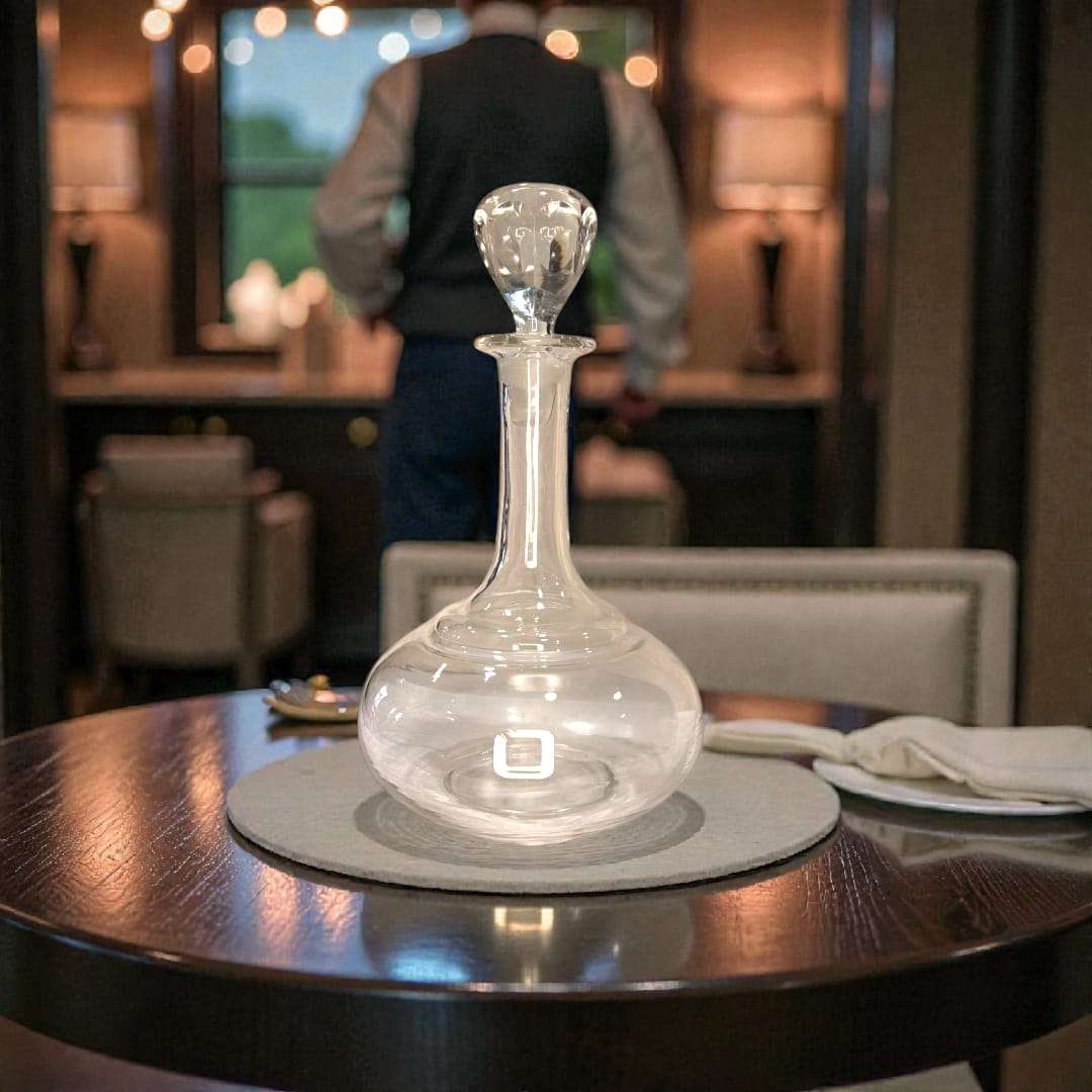 Licorera de cristal con tapa vista frontal