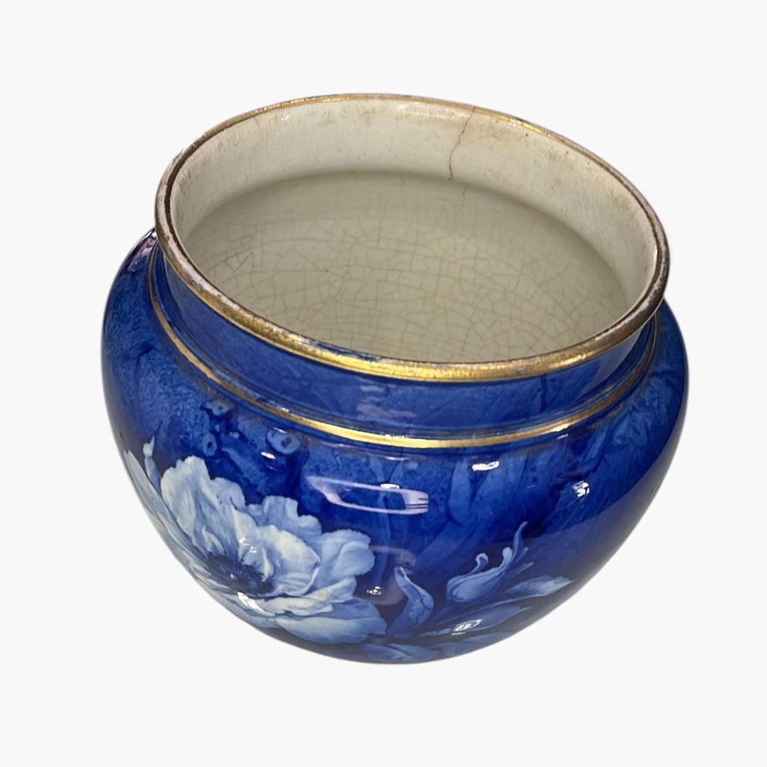 Florero vintage Villeroy & Boch azul floral