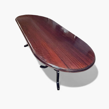 Mesa comedor de caoba clásica con doble pedestal