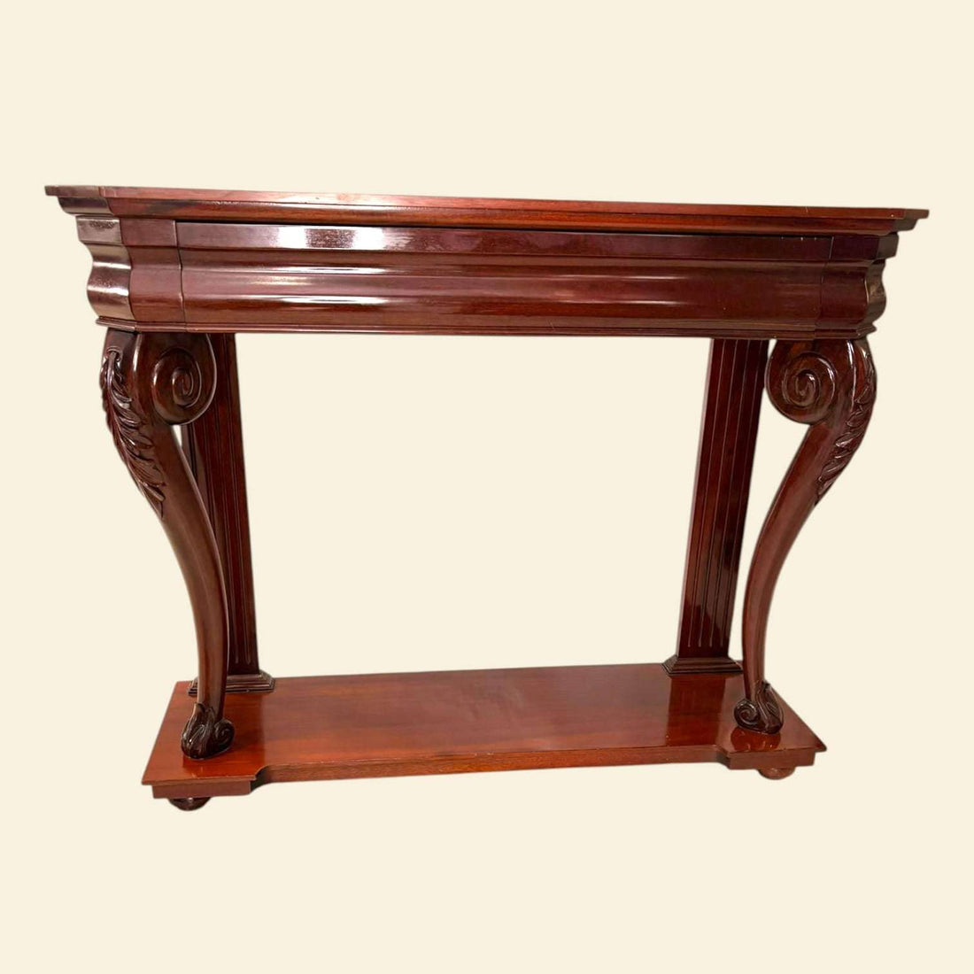 Consola de caoba clásica con cajón secreto elegante