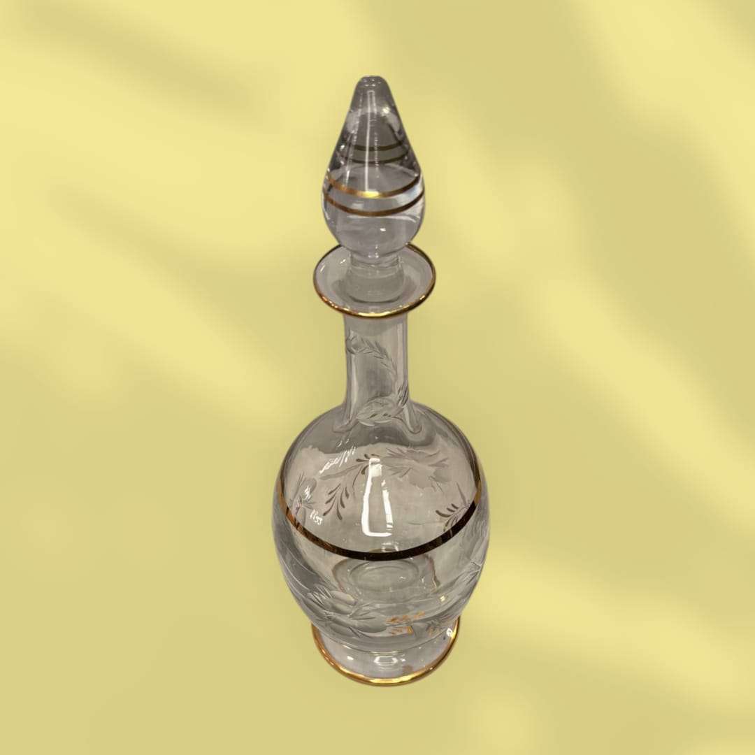Licorera de cristal con hilo dorado tallado elegante para decoración de hogar