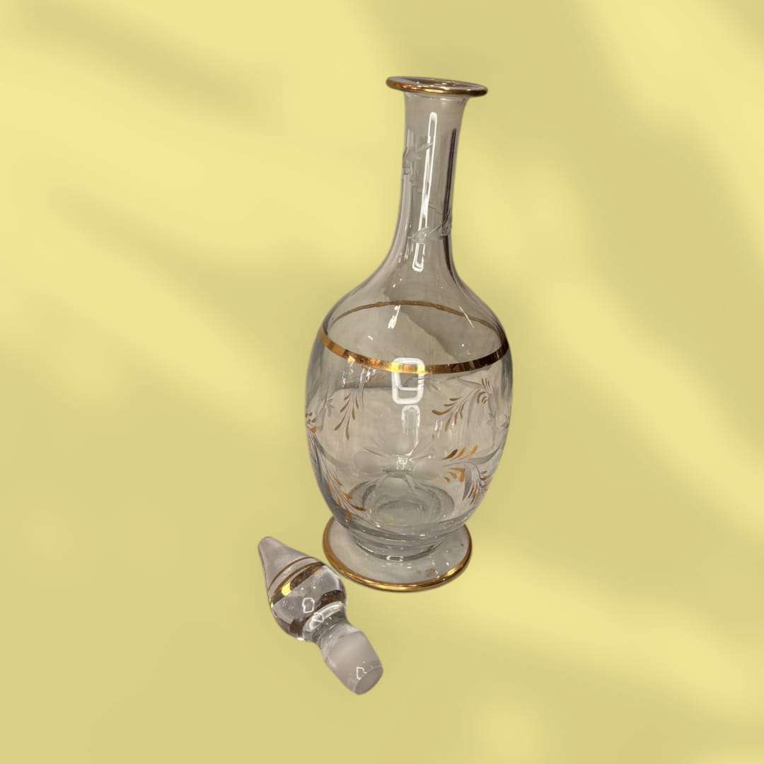 Licorera de cristal con hilo dorado tallado elegante para decoración de hogar y colección