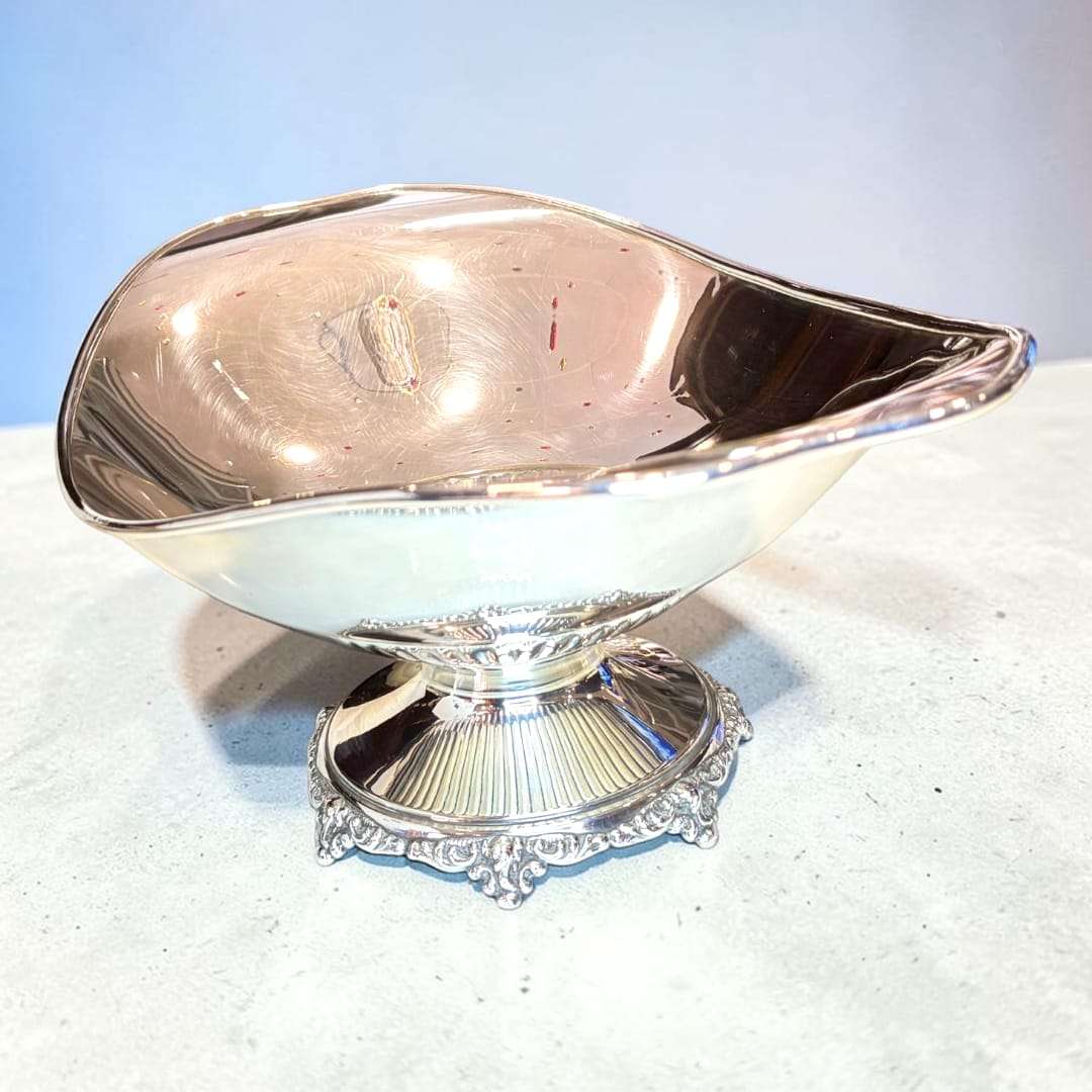 Centro de mesa frutero de metal plateado elegante para decoración de hogar