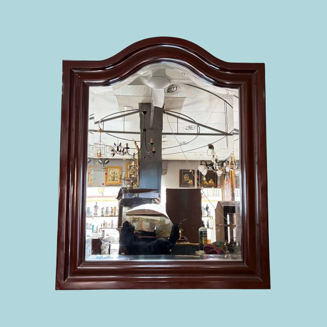 Espejo antiguo de caoba con cristal biselado
