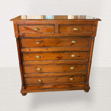 Cómoda antigua de madera rústica con 6 cajones