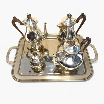 Juego de café antiguo plateado estilo inglés completo
