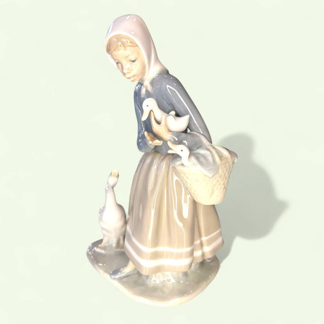 Figura Lladró Pastora con patos porcelana antigua decor