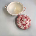 Vajilla inglesa Ironstone roja de porcelana con sopera y detalles decorativos vintage