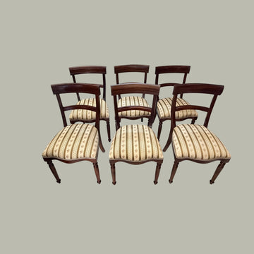 Lote de 6 sillas de caoba con asiento tapizado clásico