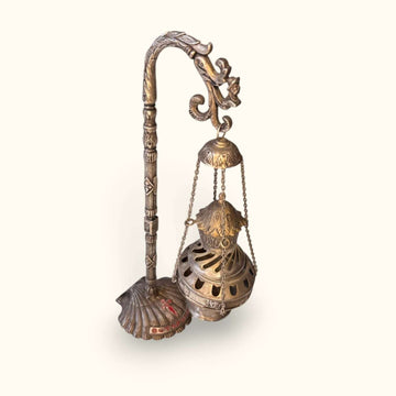 Botafumeiro decorativo antiguo de metal plateado único