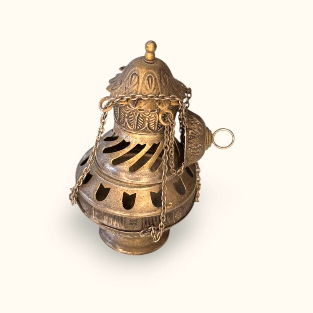 Botafumeiro decorativo antiguo de metal plateado único