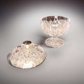 Bombonera de cristal con relieves y tirador plateado, decoración vintage para dulces o colección, pieza de cristal tallado, SKU: A-219.5
