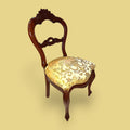 Silla isabelina de caoba y asiento tapizado floral - Cositas Antiguas – La Guadaña, Anticuarios Online en Jerez , vender antigüedades, muebles antiguos
