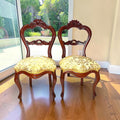 Silla isabelina de caoba y asiento tapizado floral - Cositas Antiguas – La Guadaña, Anticuarios Online en Jerez , vender antigüedades, muebles antiguos