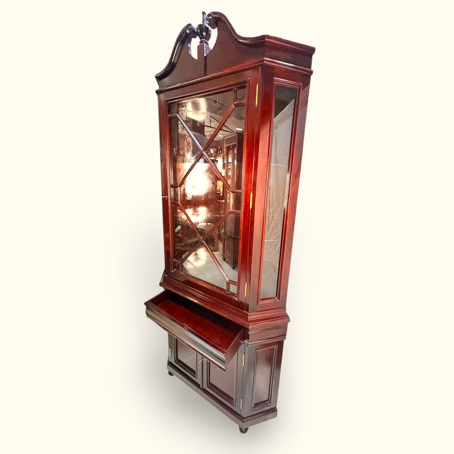 Vitrina esquinera de caoba con puerta de cristal - Cositas Antiguas – La Guadaña, Anticuarios Online en Jerez , vender antigüedades, muebles antiguos