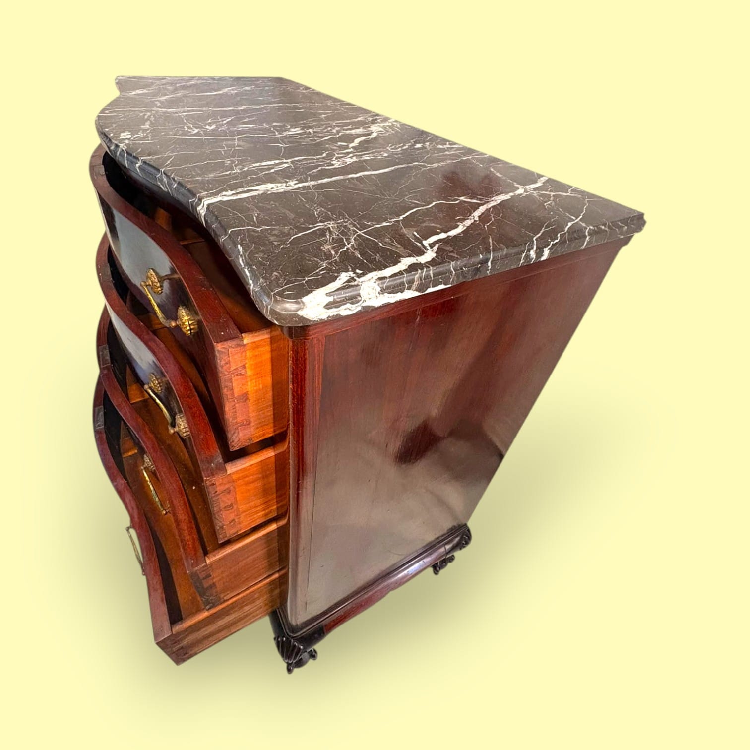 Cómoda estilo Jorge III con mármol oscuro y 4 cajones - Cositas Antiguas – La Guadaña, Anticuarios Online en Jerez , vender antigüedades, muebles antiguos