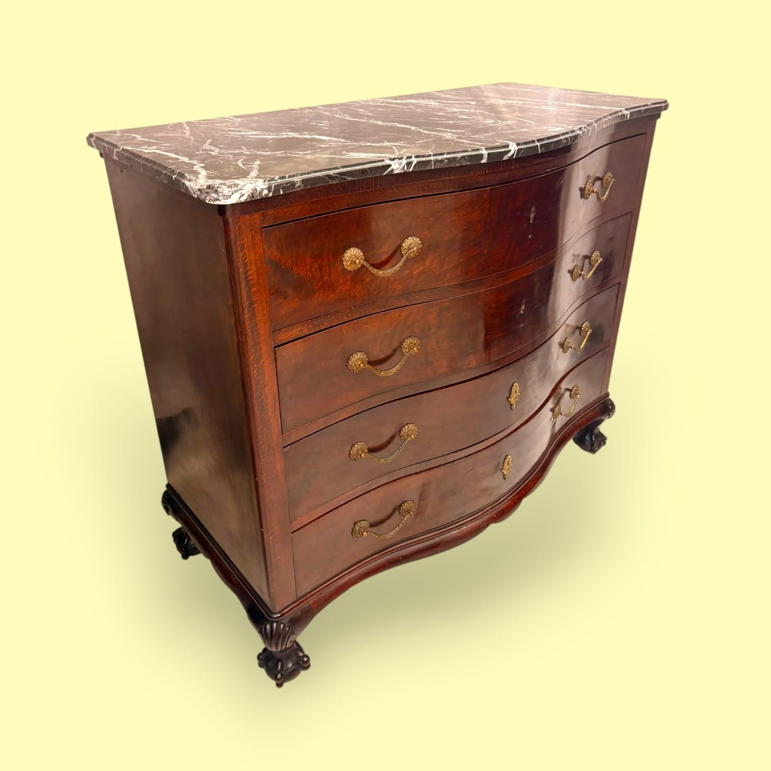 Cómoda estilo Jorge III con mármol oscuro y 4 cajones - Cositas Antiguas – La Guadaña, Anticuarios Online en Jerez , vender antigüedades, muebles antiguos