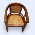 Conjunto de 4 sillones de teca con rejilla y brazos - Cositas Antiguas – La Guadaña, Anticuarios Online en Jerez , vender antigüedades, muebles antiguos