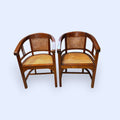 Conjunto de 4 sillones de teca con rejilla y brazos - Cositas Antiguas – La Guadaña, Anticuarios Online en Jerez , vender antigüedades, muebles antiguos