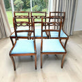 Lote de 5 sillas de comedor de caoba tapizadas en azul - Cositas Antiguas – La Guadaña, Anticuarios Online en Jerez , vender antigüedades, muebles antiguos