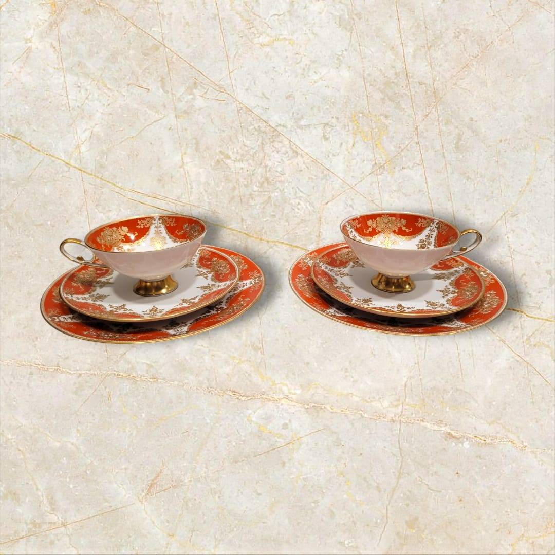 Juego Tú y Yo de porcelana Alboth & Kaiser Bavaria único, con tazas, platos y detalles dorados, ideal para decoración de hogar y coleccionistas.