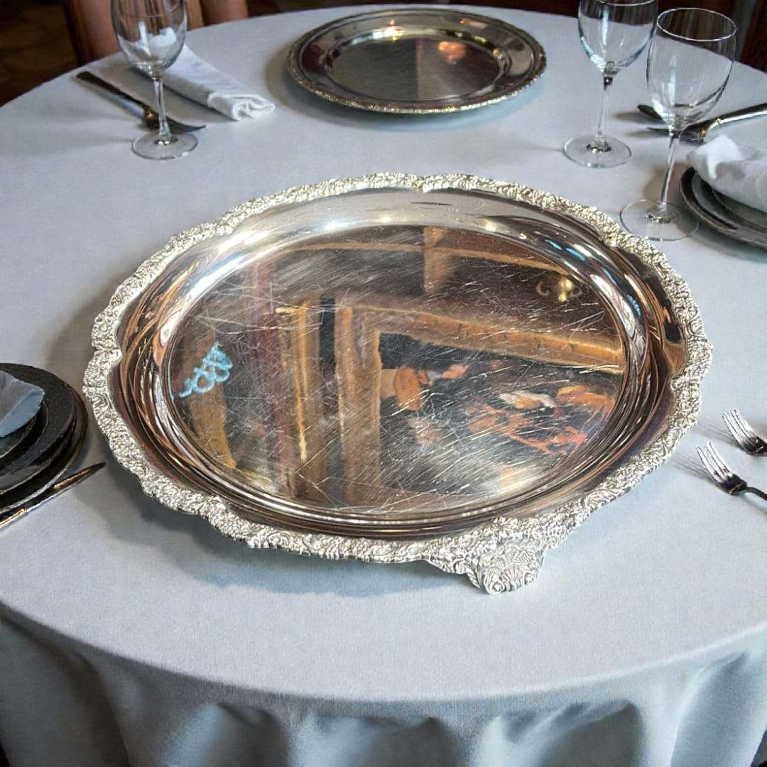 Centro de mesa de metal plateado 46 cm elegante - Cositas Antiguas – La Guadaña, Anticuarios Online en Jerez , vender antigüedades, muebles antiguos