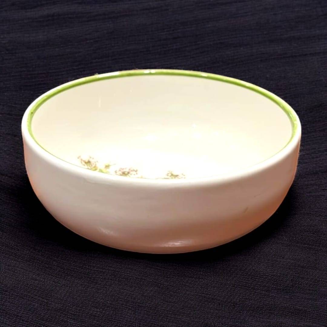 Set de 6 cuencos de porcelana botánica con diseño floral de diente de león, presentados en una bandeja de madera. Elegancia para decoración del hogar.