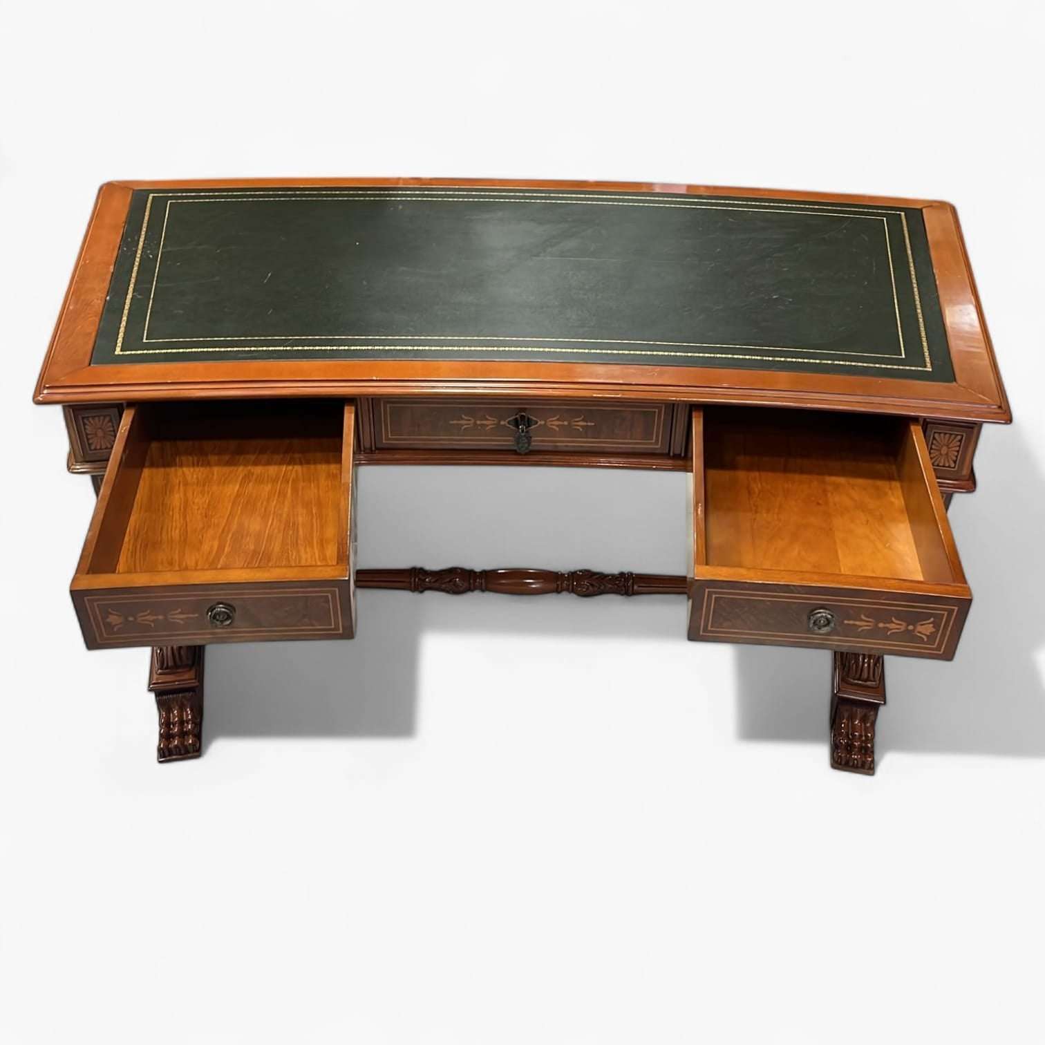 Patas y travesaño torneado de escritorio antiguo