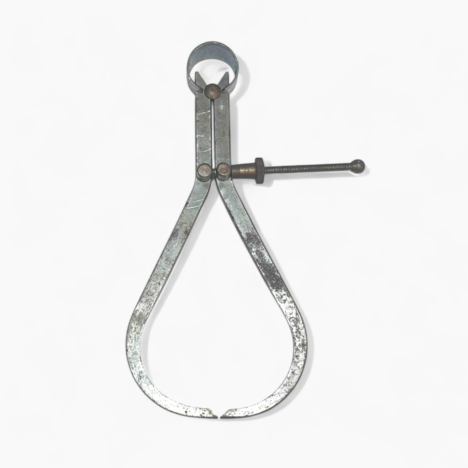 Calibrador antiguo de acero templado, pieza de colección.