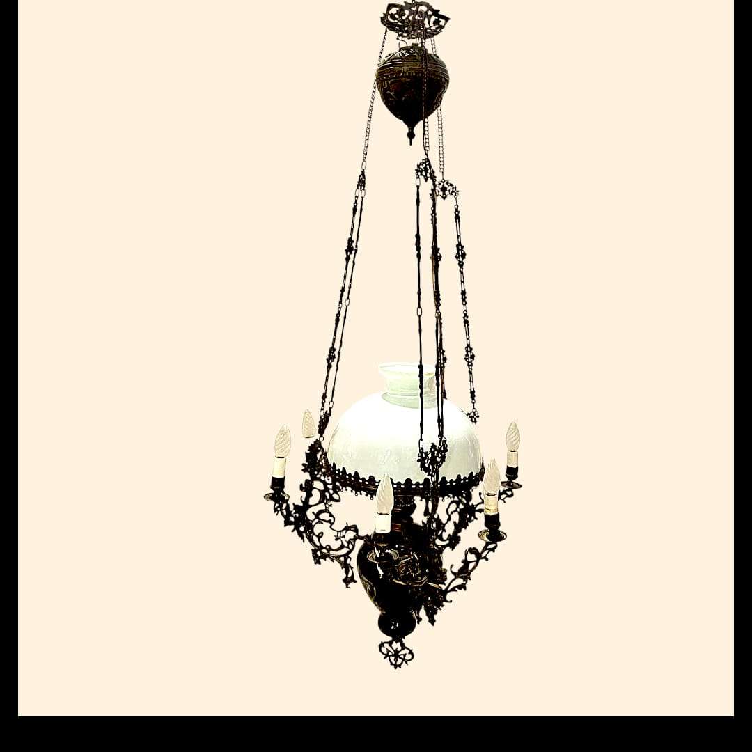 Vista general de la lámpara colgante estilo holandés electrificada

