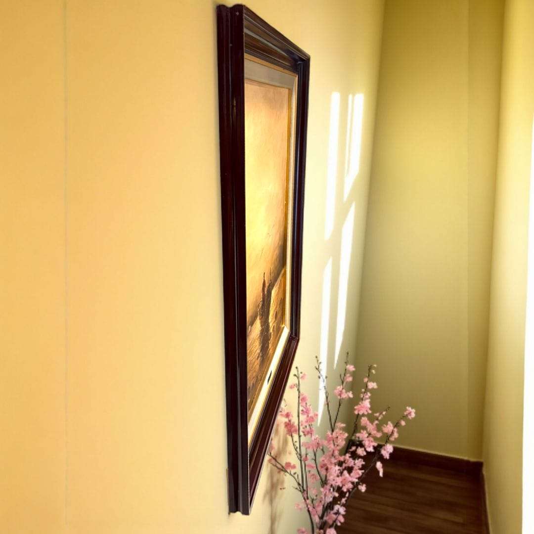 Perspectiva lateral del cuadro de marina enmarcado