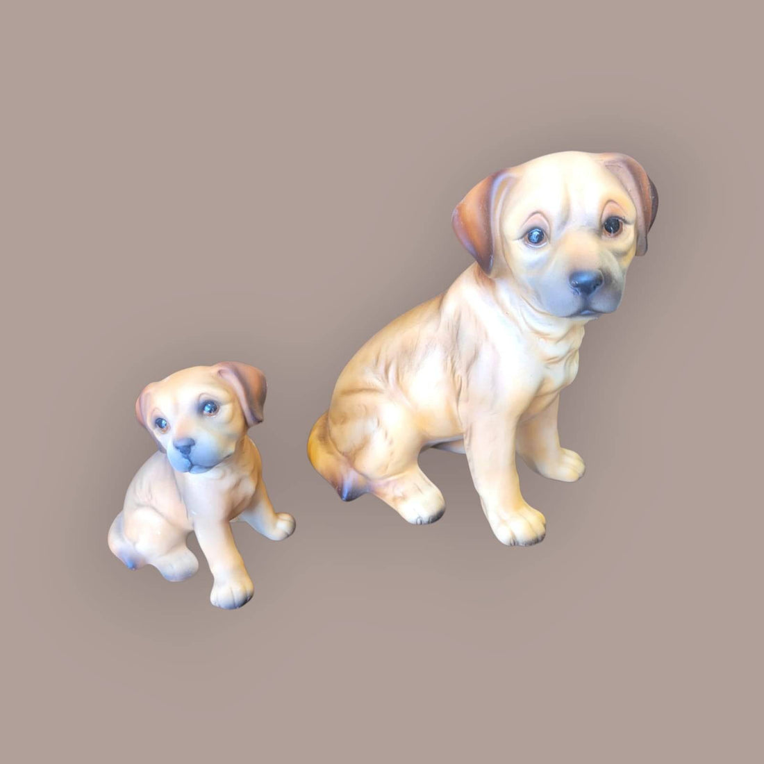 Figura Jack Russell Terrier - Porcelana Realista de madre e hijo en biscuit, estilo vintage. Ideal para decoración de hogar o colección canina.