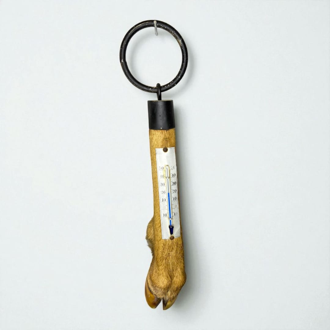 Termómetro de pata de ciervo decorativo y funcional.