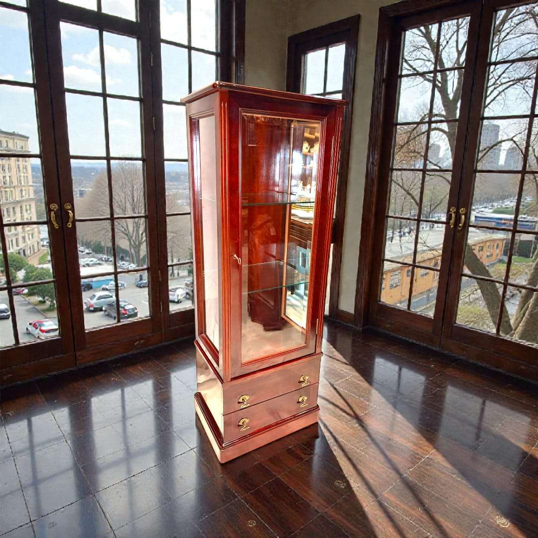 Vitrina de caoba y cristal clásica elegante