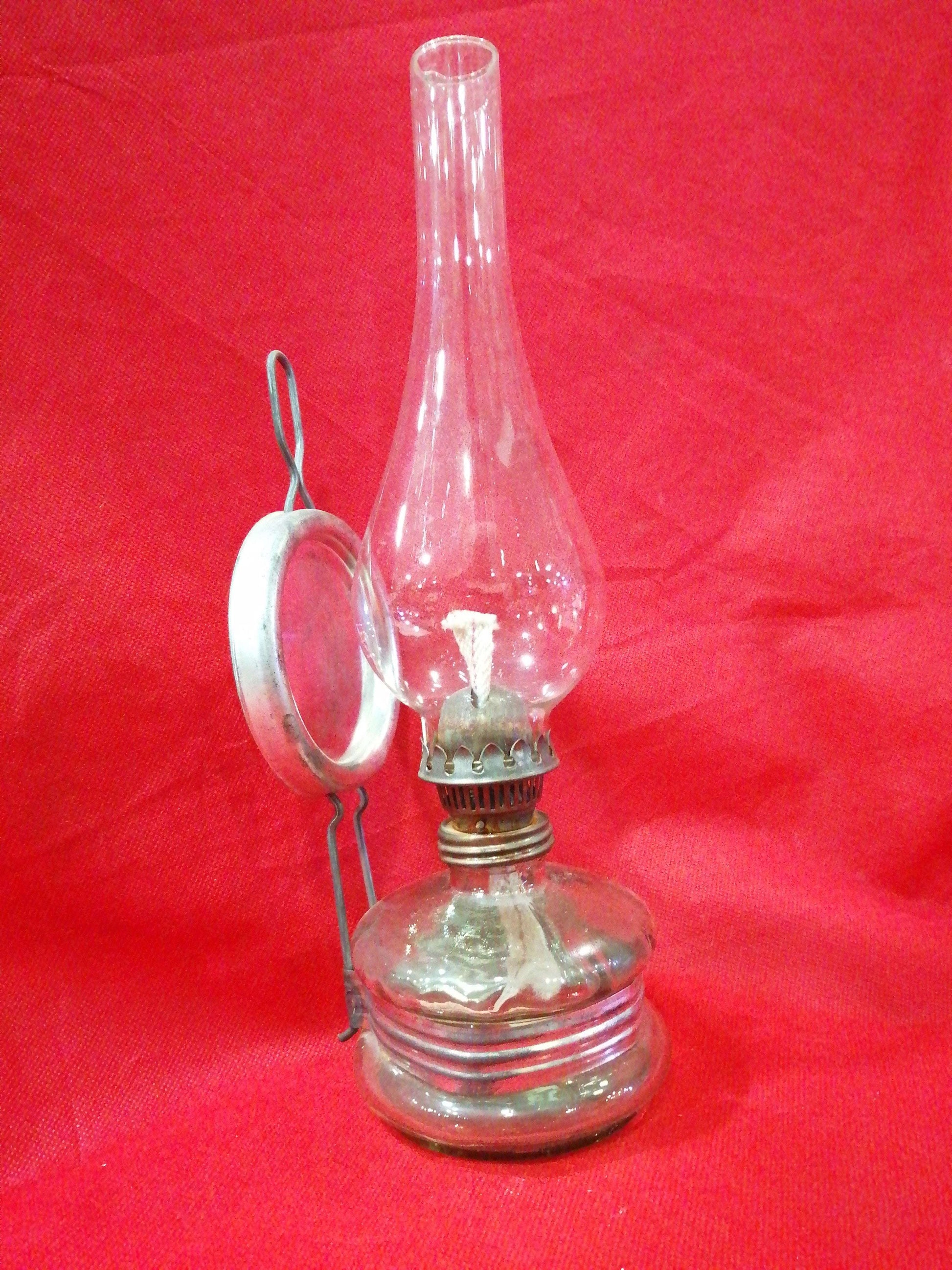 Quinqué de cristal para pared o mesa de calidad premium, diseño vintage con base redonda y soporte metálico, ideal para decoración clásica.