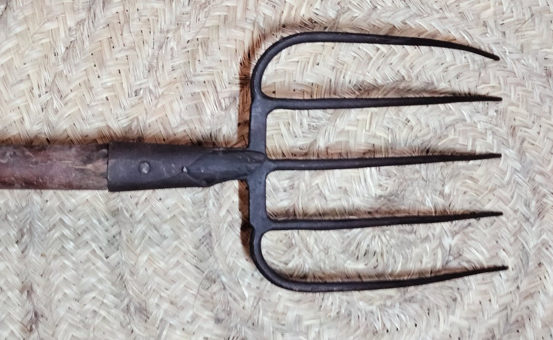  Vista frontal del Chimbiri antiguo, una herramienta icónica del trabajo agrícola.